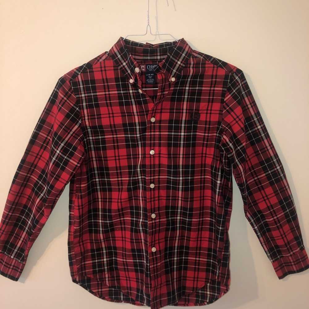 Boys Red and Black Chaps Button Down Shirt